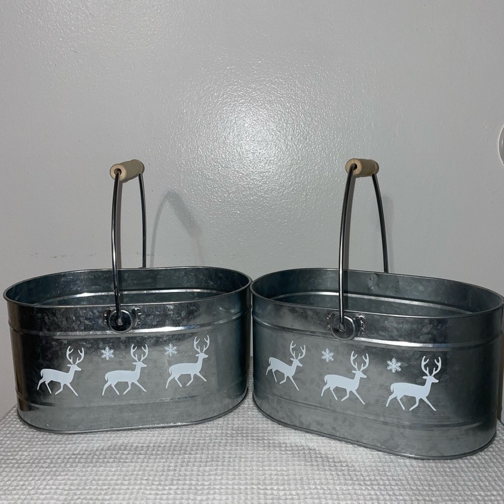 Christmas metal pails - target bullseye section